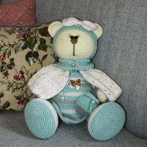Handmade  crocheted Bear Girl Toy ♥ new
